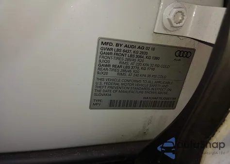 2018 Audi Q7 2.0T Premium z USA, uszkodzony, nr VIN WA1LHAF7XJD031194